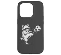 Custodia per iPhone 15 Pro Sarcastico Calcio Raccoon Calcio Palla Coach Papà Bambini Il mio Gioco