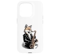 Custodia per iPhone 15 Pro Sassofono Jazz Fox Musicista Night Mood