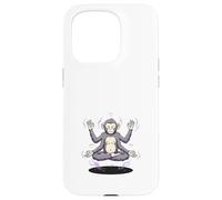 Custodia per iPhone 15 Pro Scimmia Meditante Quattro Braccia Yoga Zen Divertente