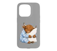 Custodia per iPhone 15 Pro Scottish Highland mucca che dorme in pigiama carino sonno