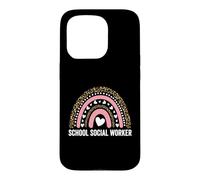 Custodia per iPhone 15 Pro Scuola Assistente sociale Leopard Rainbow
