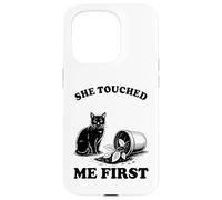Custodia per iPhone 15 Pro She Touched Me First Cat Lover Pianta gattino divertente gatto