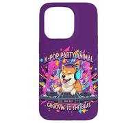 Custodia per iPhone 15 Pro Shiba Inu DJ K-Pop Party Cane Divertente