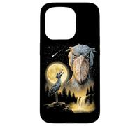 Custodia per iPhone 15 Pro Shoebill Cicogna Ululando alla Luna Strano Meme Divertente Anni '90 Uccello