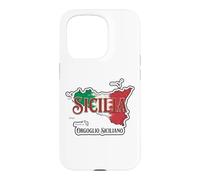 Custodia per iPhone 15 Pro Sicilia Orgoglio Siciliano Mappa Bandiera Italia Sicilia Grafica
