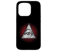 Custodia per iPhone 15 Pro Simbolo segreto della piramide mistica degli Illuminati dell'occhio che vede