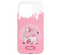 Custodia per iPhone 15 Pro Simpatica mucca rosa Kawaii, Strawberry Milk Girl