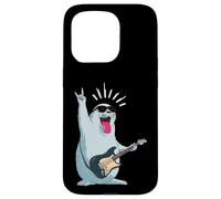 Custodia per iPhone 15 Pro Simpatico sigillo Rockstar che suona la chitarra divertente design animale