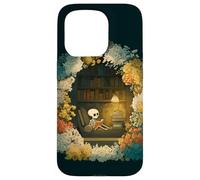 Custodia per iPhone 15 Pro Skeleton Reading Nook Floral Librarian Bookshelf Cozy Flower