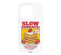 Custodia per iPhone 15 Pro Slow Sundays Pancake Breakfast Funny Illustration Graphic