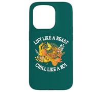 Custodia per iPhone 15 Pro Sollevare come una bestia Chill Like A Koi, divertente sollevamento pesi