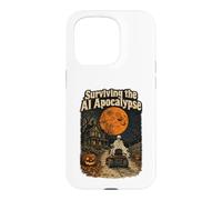 Custodia per iPhone 15 Pro Sopravvivere allo scheletro di Halloween retrò dell'apocalisse IA
