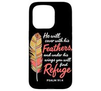 Custodia per iPhone 15 Pro Sotto le Sue Piume troverete rifugio Salmo 91:4 Christian