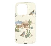 Custodia per iPhone 15 Pro Southwestern Ranch Bunny Uccello Cactus Paese Acquerello