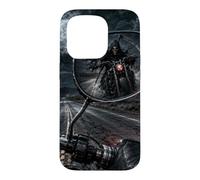 Custodia per iPhone 15 Pro Specchietto retrovisore per motociclista Grim Reaper Horror