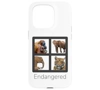 Custodia per iPhone 15 Pro Specie in pericolo di estinzione Orangutan Tiger Elefanti