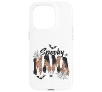 Custodia per iPhone 15 Pro Spooky Mama Leopard Print Ghost Halloween Design