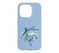Custodia per iPhone 15 Pro Squalo feroce nei toni del blu