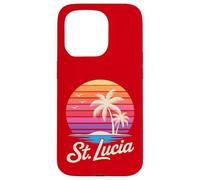 Custodia per iPhone 15 Pro St Lucia Caraibi Vacanza Retro anni '80 Tropicale