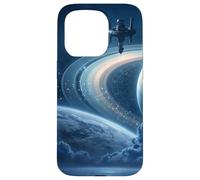 Custodia per iPhone 15 Pro Stazione Spaziale Celeste Zodiac Fantascienza Saturno