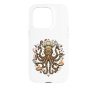 Custodia per iPhone 15 Pro Steampunk Octopus Chef Cook Mechanical Cuisine