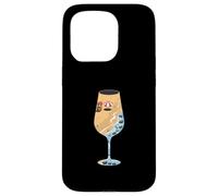 Custodia per iPhone 15 Pro Summer Sand Beach Bicchiere di vino con oceano