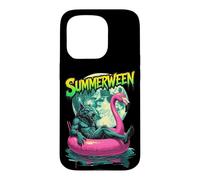 Custodia per iPhone 15 Pro Summerween Werewolf Retro Horror Beach Halloween in estate