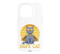 Custodia per iPhone 15 Pro Supporto per il cancro infantile con nastro blu giallo russo Hope Cat