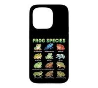 Custodia per iPhone 15 Pro Tabella dei nomi delle specie di rana per bambini Guida all'apprendimento delle rane carine