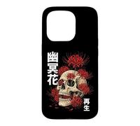 Custodia per iPhone 15 Pro Teschio Giglio Ragno Giapponese Giappone