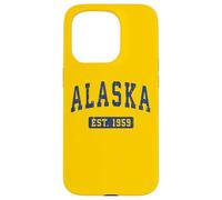 Custodia per iPhone 15 Pro Testo blu vintage classico Alaska Est. 1959