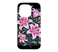 Custodia per iPhone 15 Pro Tiger Lilies Blue White Pink Summer Spring Flowers Lily Buds