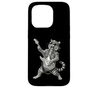 Custodia per iPhone 15 Pro Tiger suona la chitarra Rock & Roll Tigers Rocker Music