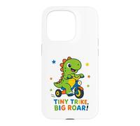Custodia per iPhone 15 Pro Tiny Trike Big Roar Dinosaur Cute Dino Equitazione Triciclo Bambini