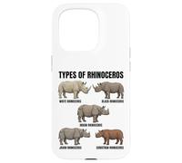 Custodia per iPhone 15 Pro Tipi di specie di rinoceronte Tabella educativa Amante della fauna selvatica