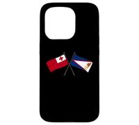 Custodia per iPhone 15 Pro Tonga Samoa americane Attraversato Bandiere American Samoan Heritage