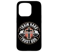 Custodia per iPhone 15 Pro Train Hard Trust God Fitness Cristiano Palestra