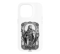 Custodia per iPhone 15 Pro Tyr Norse God War Justice Wolf Rune Mitologia Arte