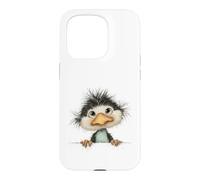 Custodia per iPhone 15 Pro Uccello birichino curioso che sbircia carino animale arte