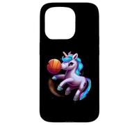 Custodia per iPhone 15 Pro Unicorno Giocare Basket Cool Divertente Unicorni Basket