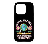 Custodia per iPhone 15 Pro Uninhabitable Hellscape Divertente cambiamento climatico Meme Terra