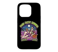 Custodia per iPhone 15 Pro Vacanze estive di Halloween a Dracula sulla spiaggia dei vampiri con Fang-Tastic