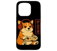Custodia per iPhone 15 Pro Vintage Giapponese Corgi Cane Gamer Grafica Retro Giappone Anime