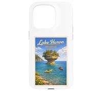 Custodia per iPhone 15 Pro Vintage Lago Huron Rapa Roccia Michigan MI Arte Grandi Laghi