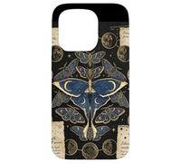 Custodia per iPhone 15 Pro Vintage Luna Moth Fase Lunare Celeste Occulto