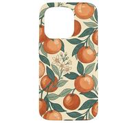 Custodia per iPhone 15 Pro Vintage Orange Fruit and Blossom Botanical Pattern