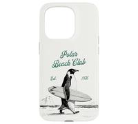 Custodia per iPhone 15 Pro Vintage Polar Beach-Club Pinguino Surfer