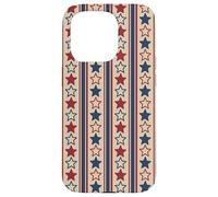 Custodia per iPhone 15 Pro Vintage Rustico Stripe Pattern American Patriotic USA Stars