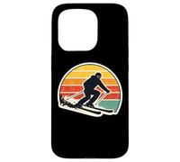 Custodia per iPhone 15 Pro Vintage Tramonto Sciatore Silhouette Retro Sci Amante Arte