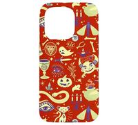 Custodia per iPhone 15 Pro Vintage Witchy Halloween Pattern Boho Spooky Tarocchi Design